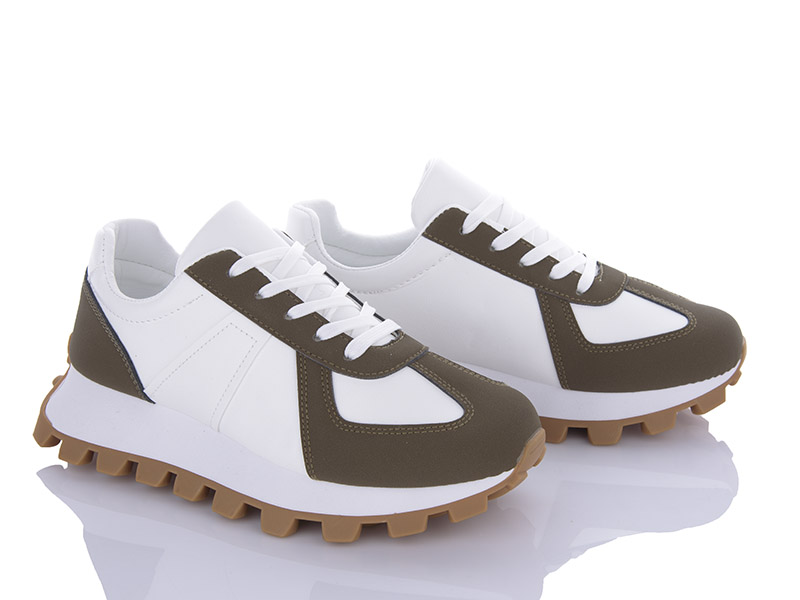 Кроссовки Violeta (36-41) 149-9-7 white-olive (деми)
