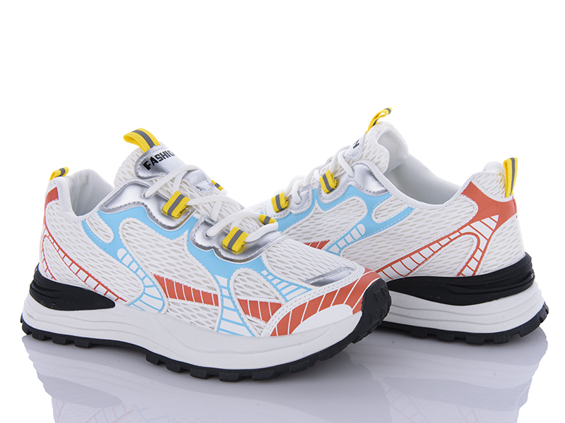Кроссовки Violeta (36-41) 176-34-B0682 white-orange (деми)