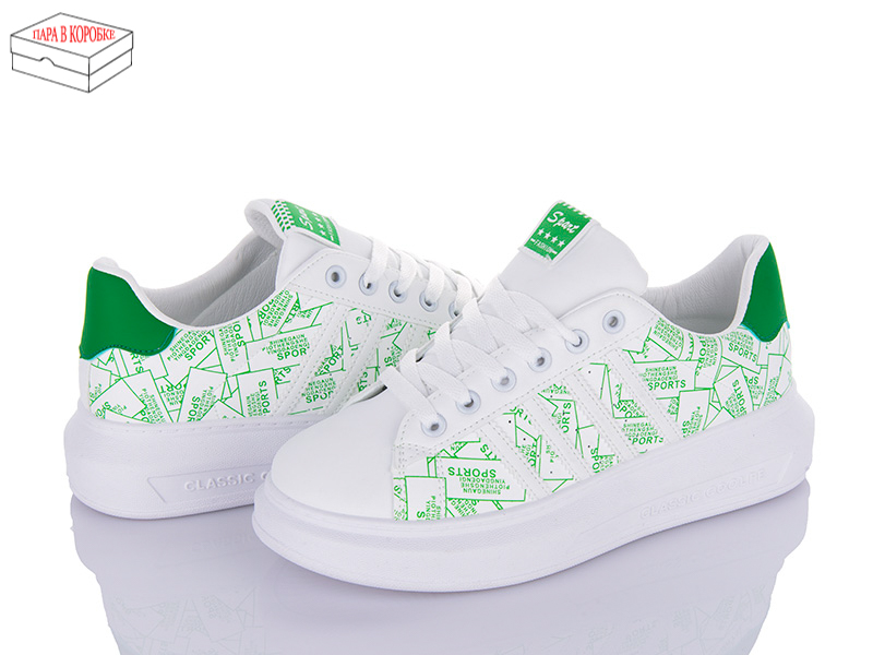 Кроссовки Wei Wei (36-41) SS1853 white-green (деми)