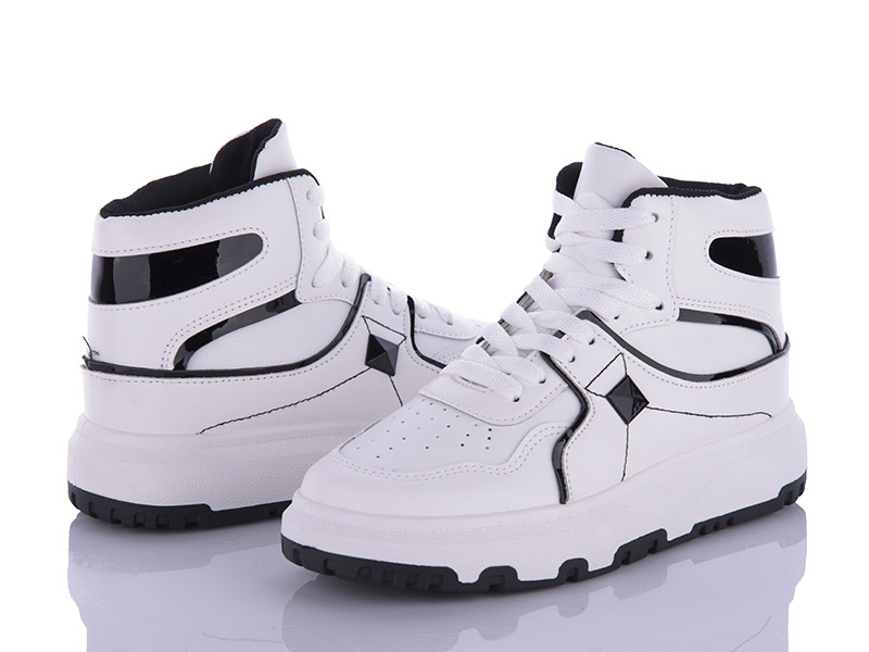 Ботинки QQ Панда (36-41) BK72 white-black (деми)