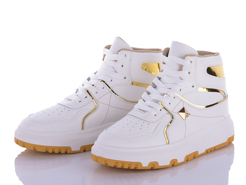 Ботинки QQ Панда (36-41) BK72 white-golden (деми)