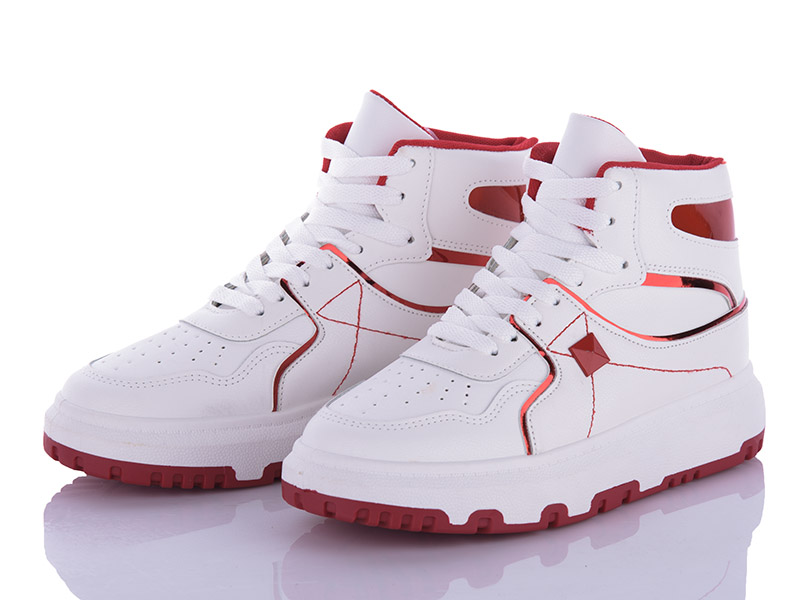 Ботинки QQ Панда (36-41) BK72 white-red (деми)