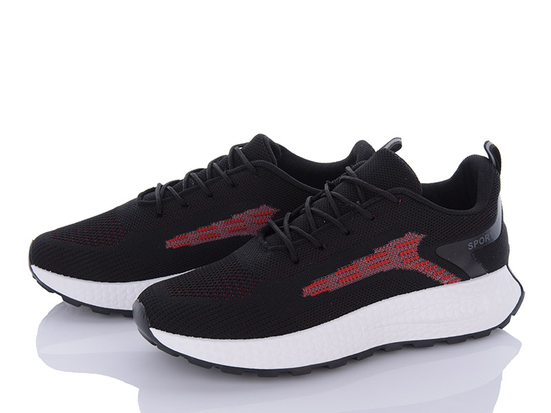 Кроссовки Violeta (36-41) 143-28 black-red (лето)