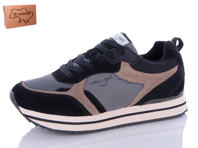 Кроссовки Restime (36-41) JWB24031 black-beige (деми)