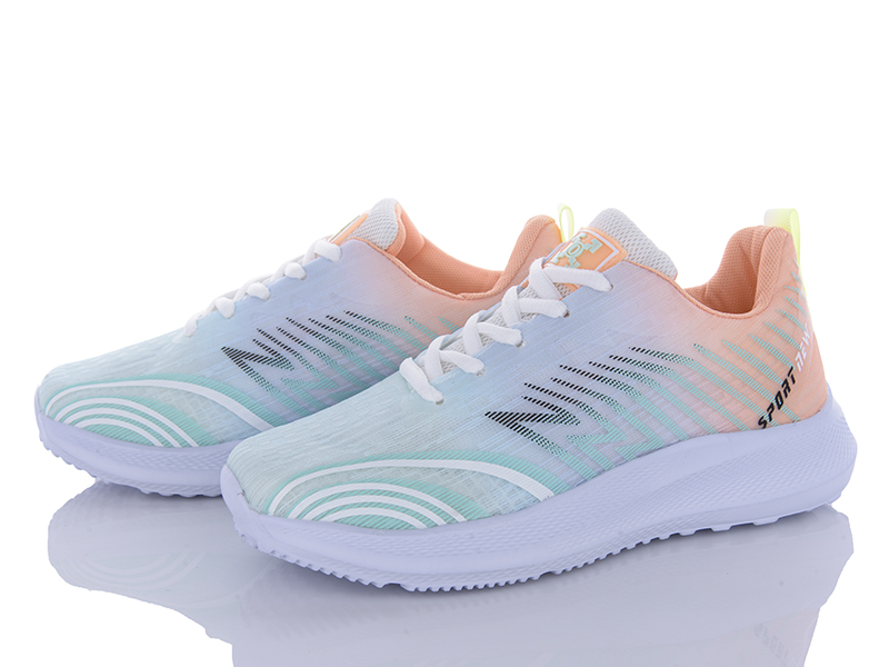 Кроссовки Violeta (36-41) 182-36 white-orange-blue (деми)