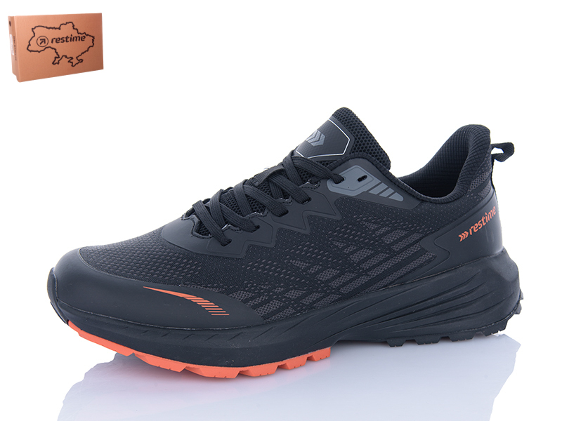 Кроссовки Restime (40-45) EMB25500 black-orange (деми)