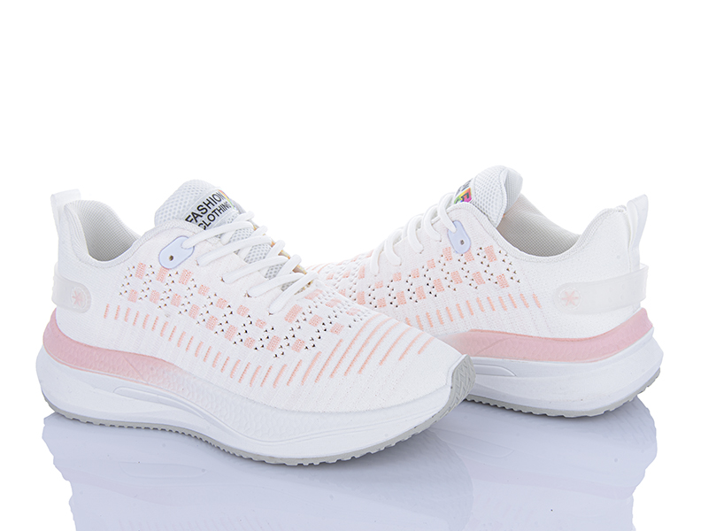 Кроссовки Violeta (36-41) 182-52 white-pink (лето)
