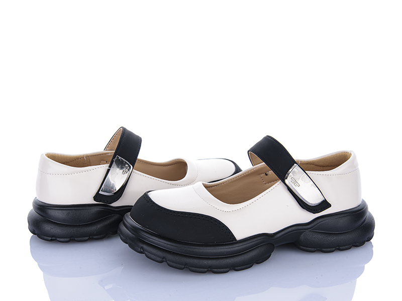 Туфли Clibee (31-36) AD621 beige-black (деми)