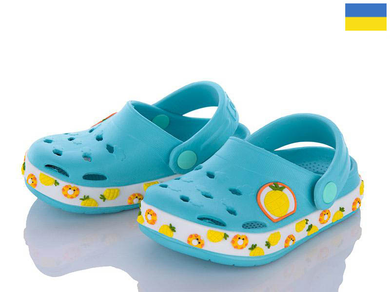 Кроксы Roks (24-32) 330 бирюзовый-ананас (лето)