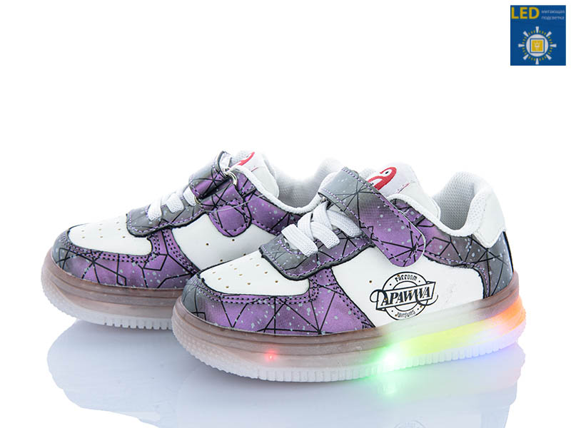 Кроссовки CrossOpt (21-25) NC61-1 purple LED (деми)