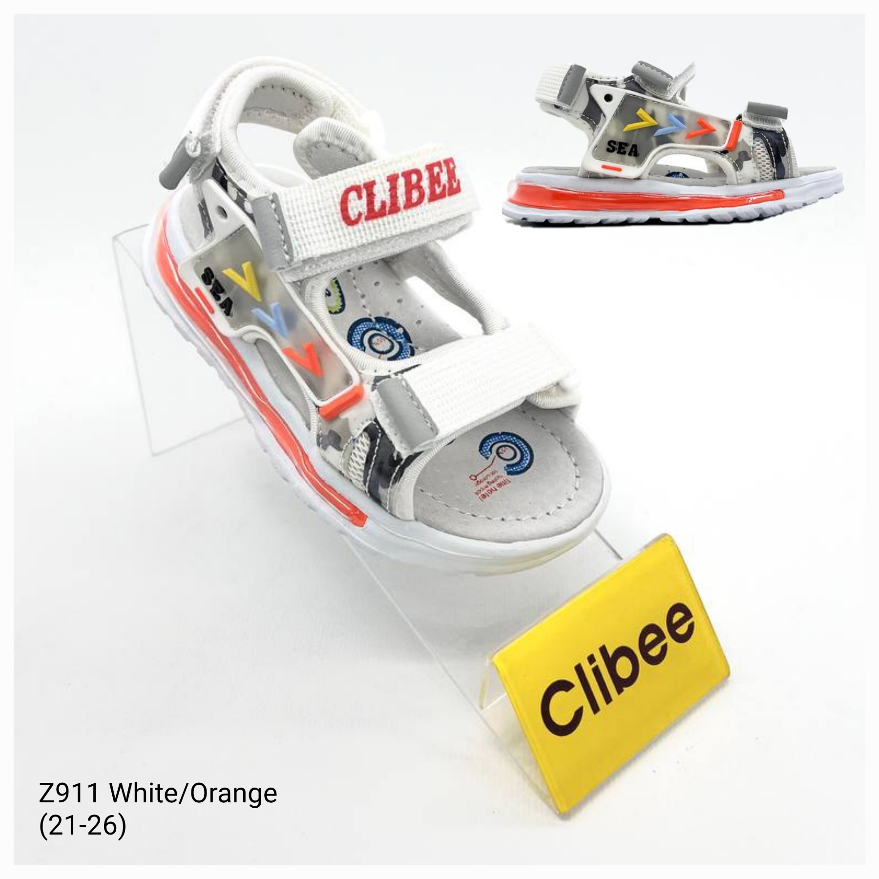 Босоножки DvaClibee (21-26) Apa-Z911 white-orange (лето)
