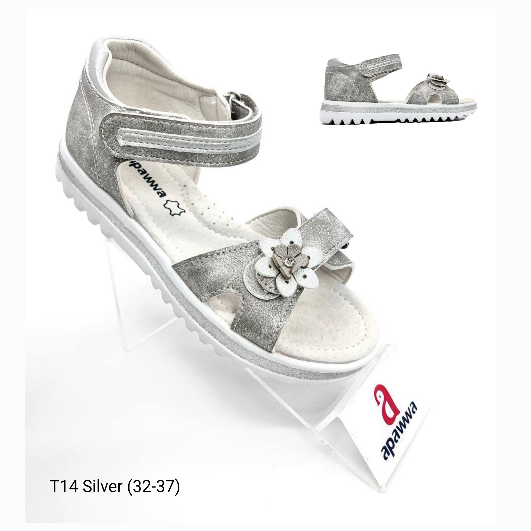Босоножки DvaClibee (32-37) Apa-T14 silver (лето)