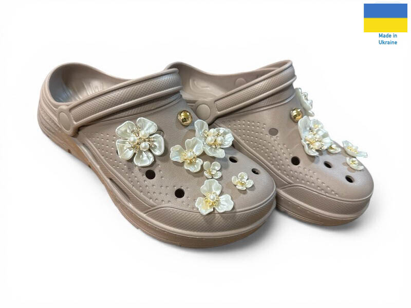 Кроксы Rai shoes (36-41) 413 капучіно (лето)