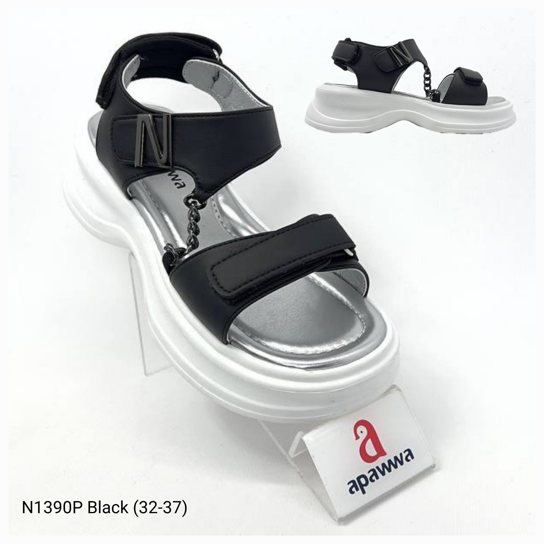Босоножки DvaClibee (32-37) Ap-N1390P black (лето)