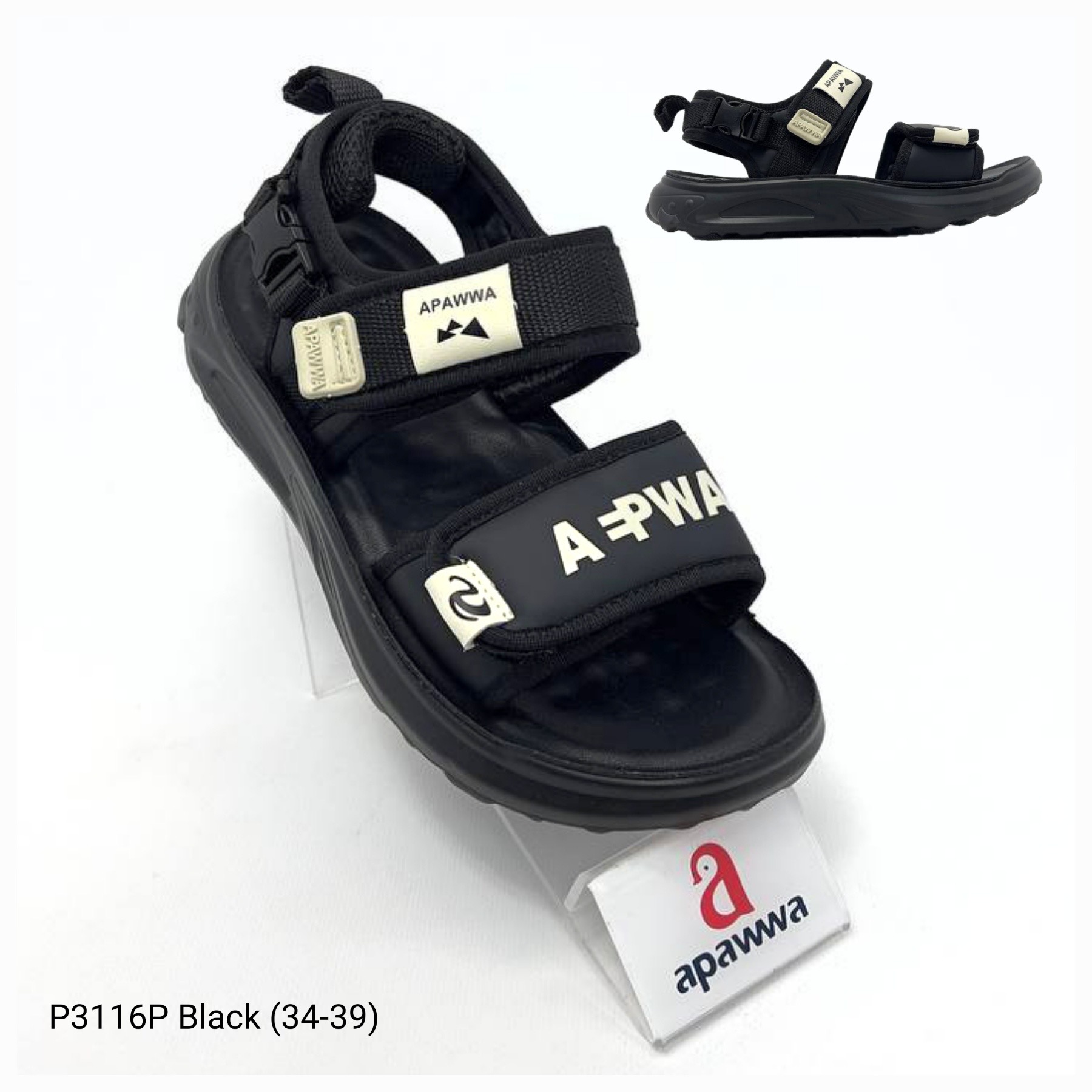 Босоножки DvaClibee (34-39) ApB-P3116P black (лето)