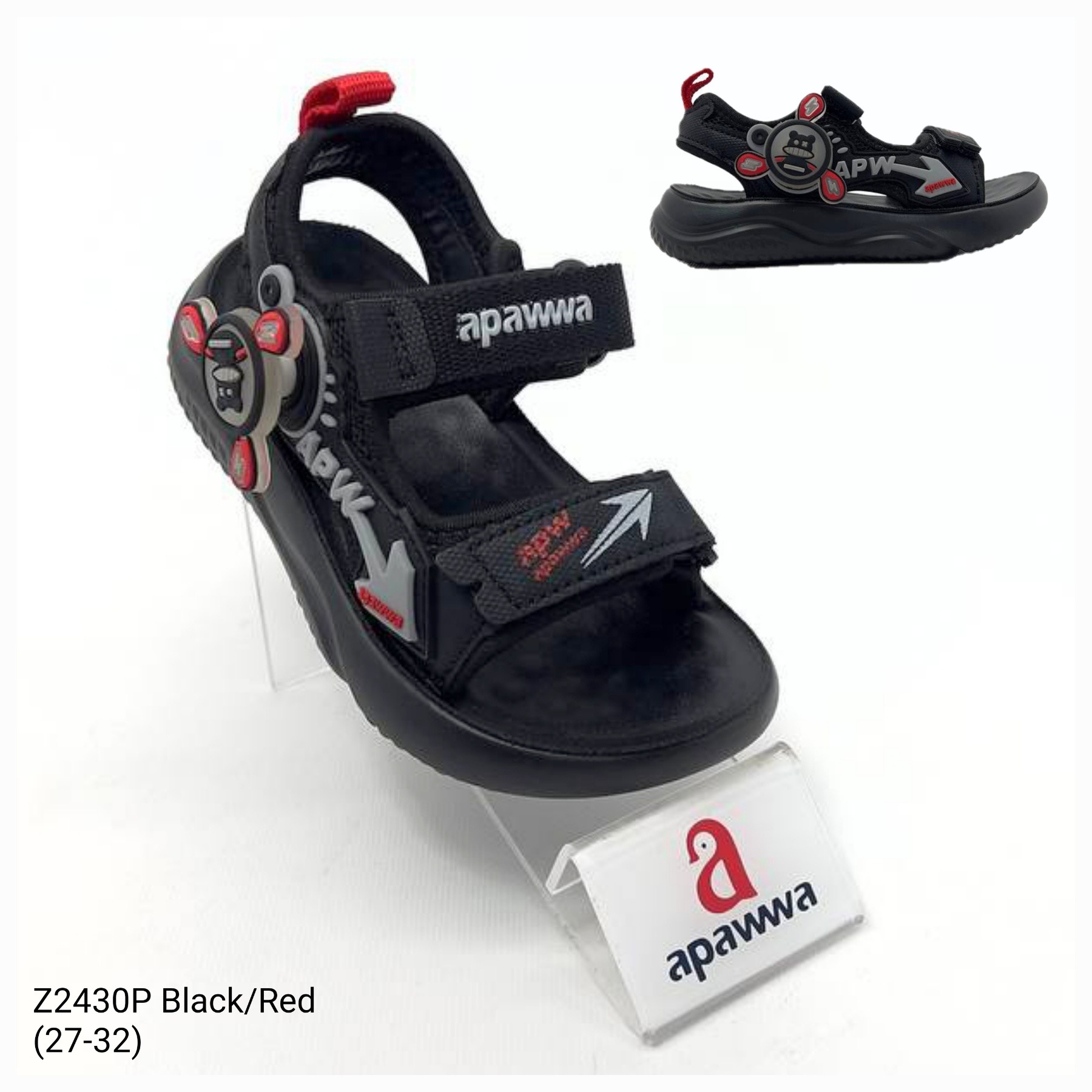 Босоножки DvaClibee (27-32) ApB-Z2430P black-red (лето)