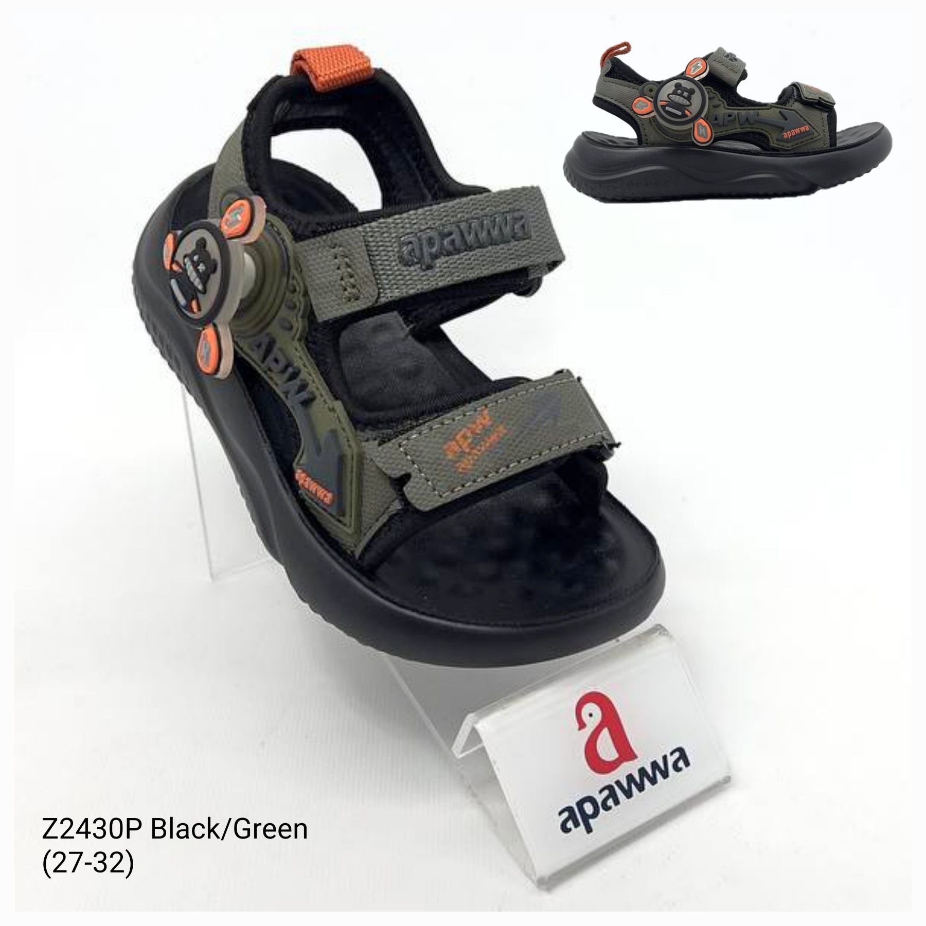 Босоножки DvaClibee (27-32) ApB-Z2430P green-black (лето)