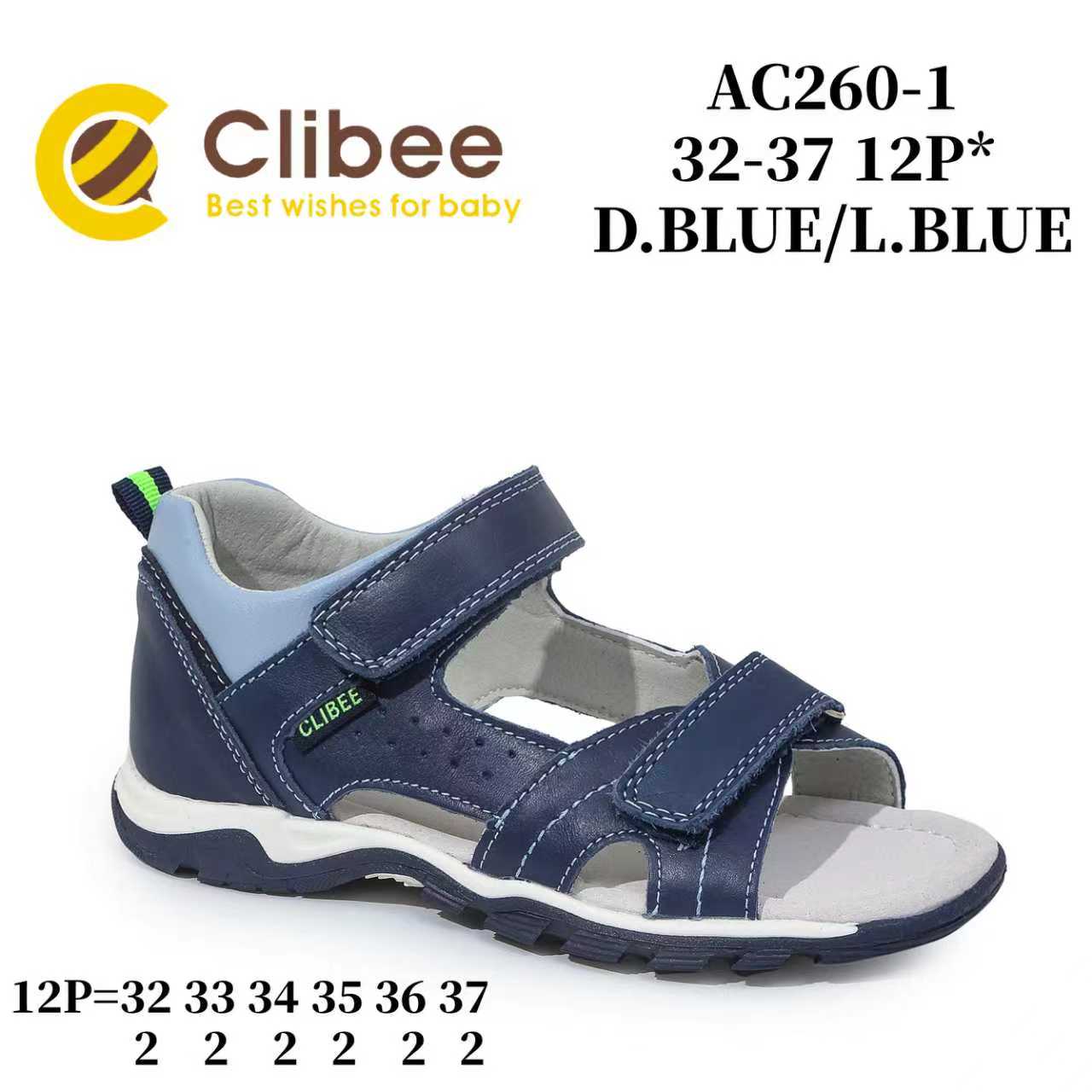 Босоножки DvaClibee (32-37) Ap-Ac260-1 d.blue-l.blue (лето)