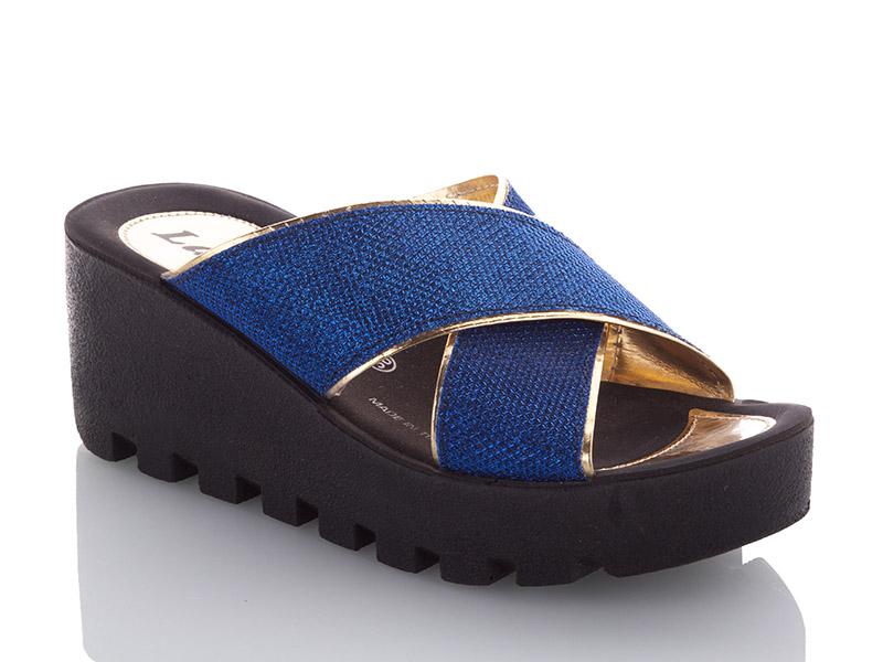 Шлепанцы DeMur (36-40) W26-W777-19 blue-gold (лето)