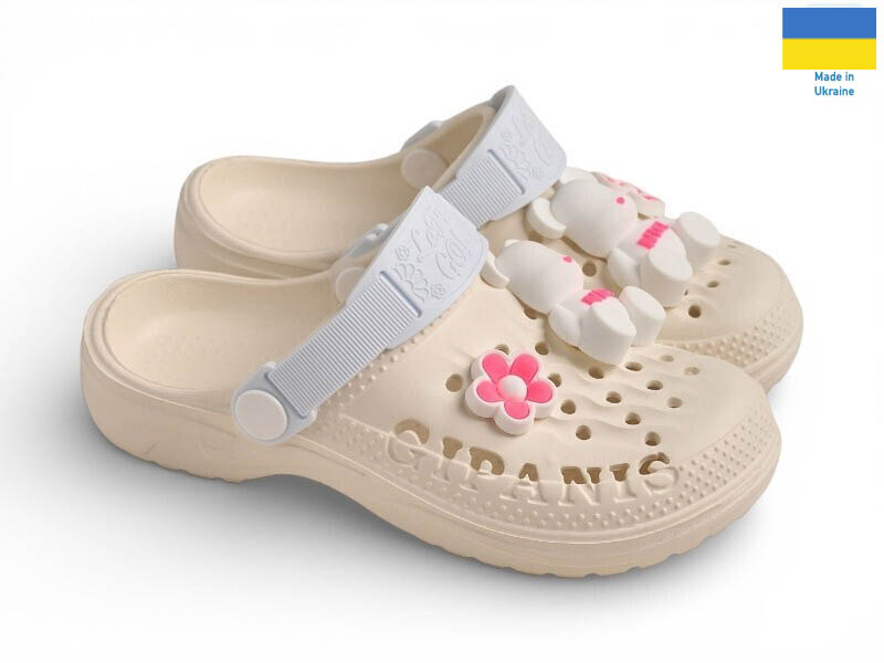 Кроксы Rai shoes (30-35) 009 кремовий (лето)