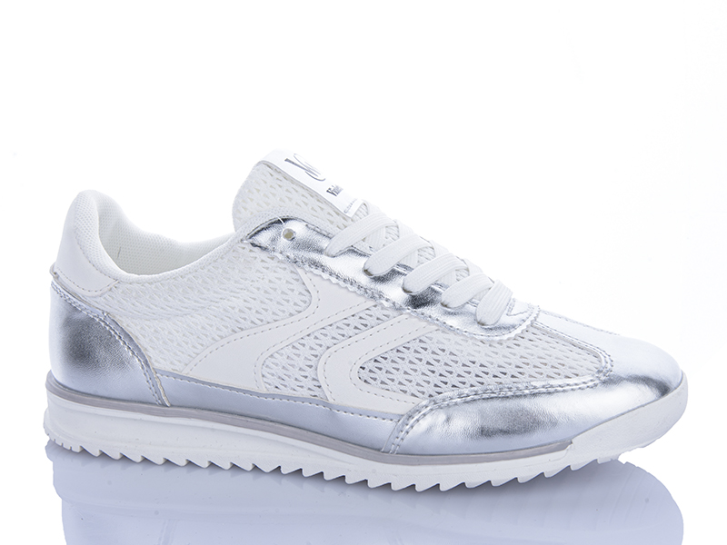 Кроссовки Violeta (36-41) 2028-1 white-silver (лето)
