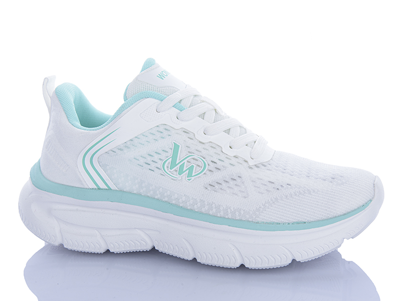 Кроссовки Violeta (36-41) 24-159 white-green (лето)