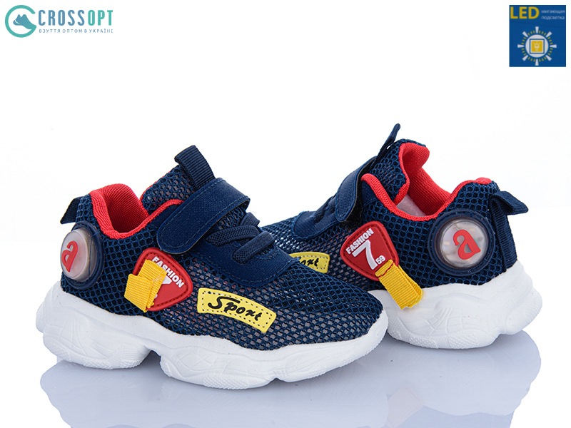 Кроссовки CrossOpt (21-26) NC106-1 navy LED (лето)