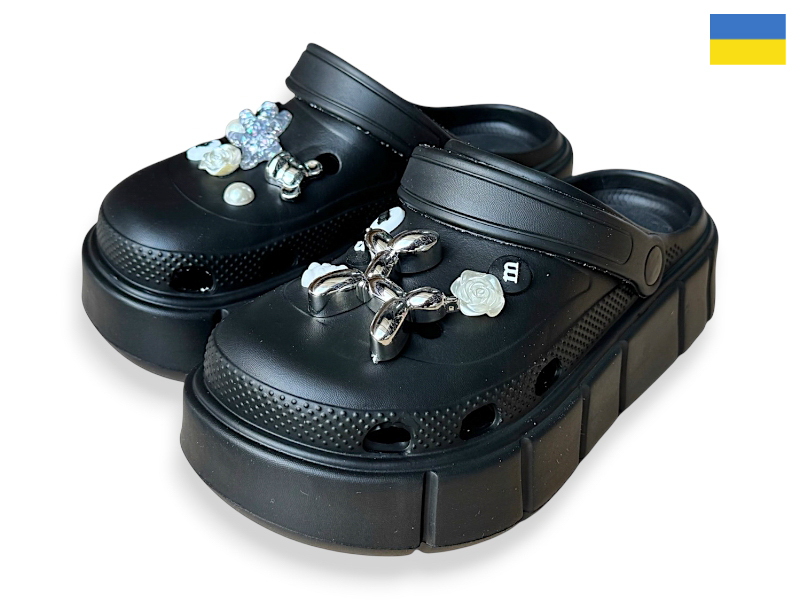 Кроксы Rai shoes (36-40) 152-2-6 чорний (лето)