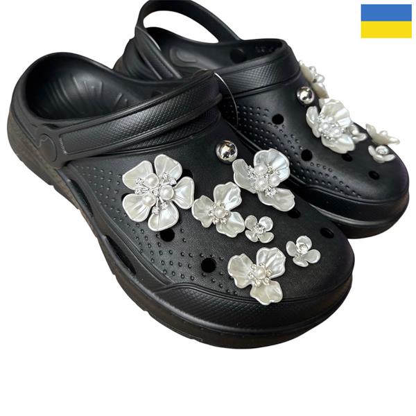 Кроксы Rai shoes (36-41) 414 чорний (лето)