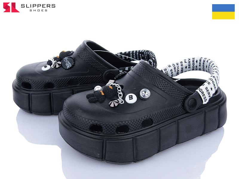 Кроксы Slipers (36-40) 152-2-4 чорний (лето)