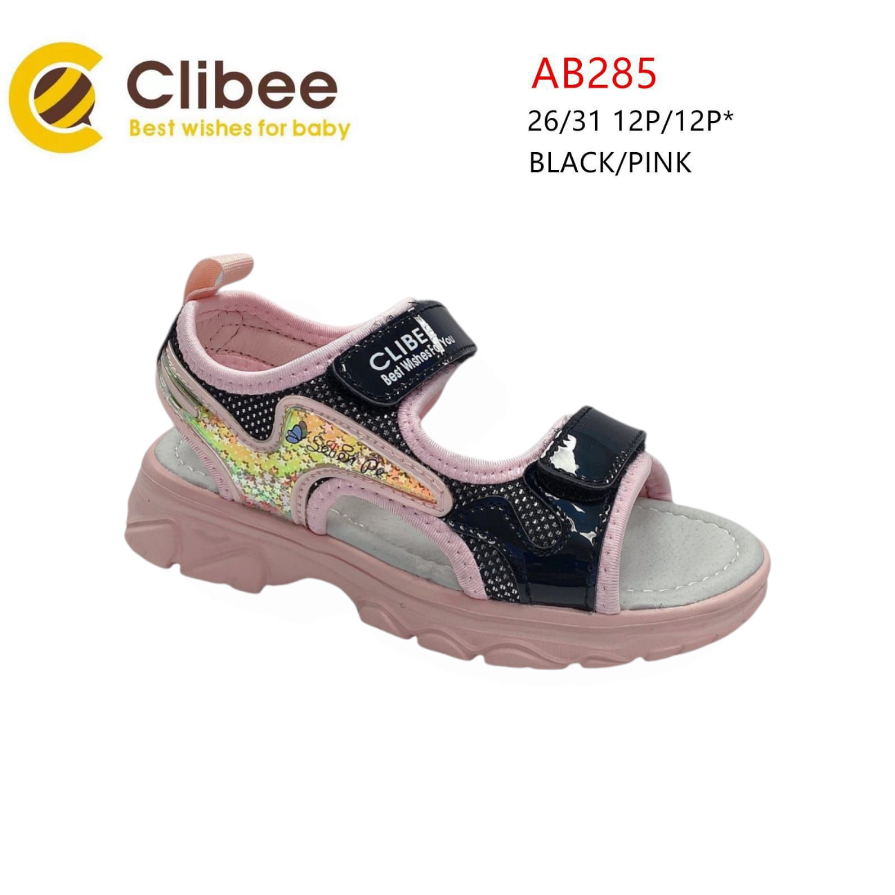 Босоножки DvaClibee (26-31) Apa-AB285 black-pink (лето)