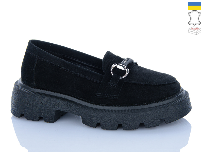 Туфли Garti (36-40) 425 чорний замш (деми)