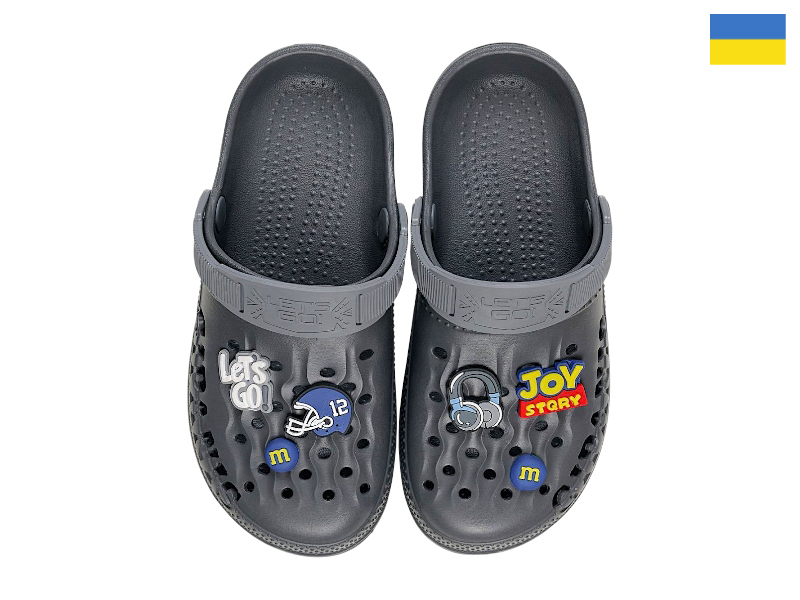 Кроксы Rai shoes (30-35) 009 графіт (лето)
