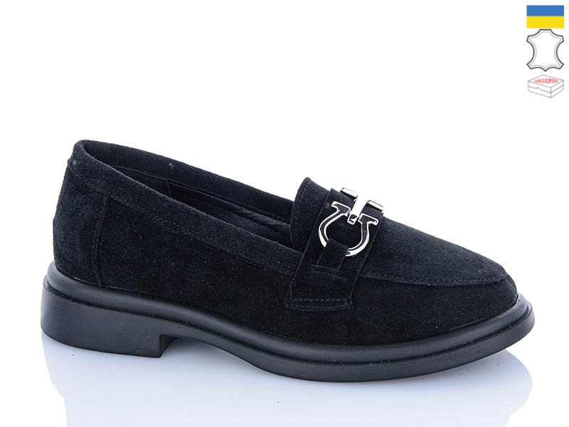 Туфли Garti (36-40) 430 чорний замш (деми)