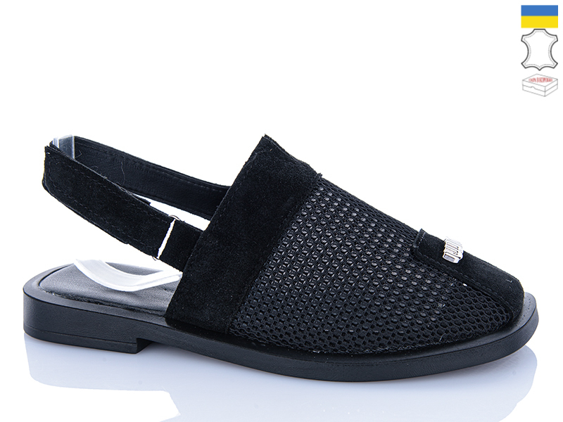 Босоножки Garti (36-40) 807 чорний замш (лето)