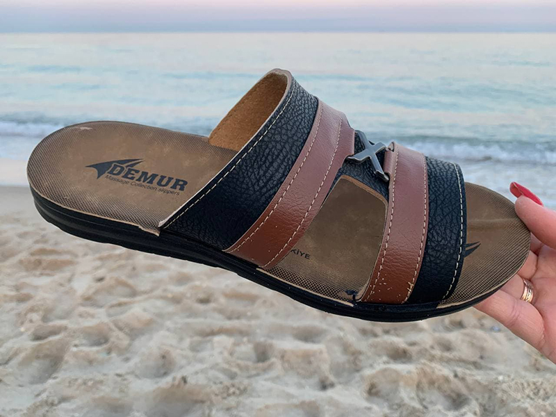 Шлепанцы DeMur (40-45) MK26-2-6833 black-camel (лето)