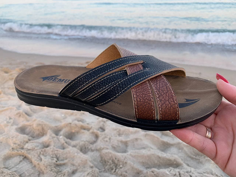 Шлепанцы DeMur (40-45) MK26-2-6836 black-camel (лето)
