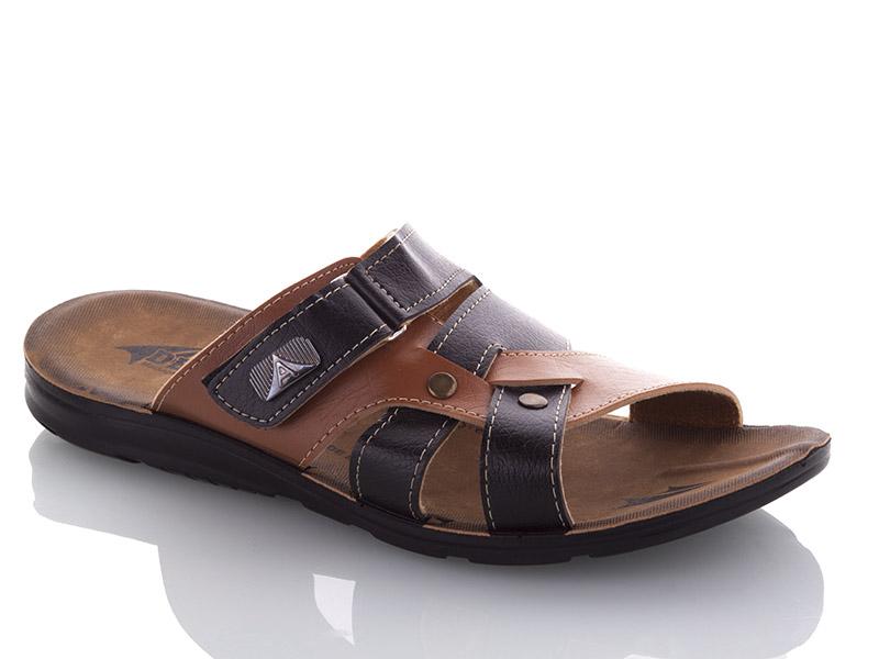 Шлепанцы DeMur (40-45) MK26-2-6844G black-camel (лето)