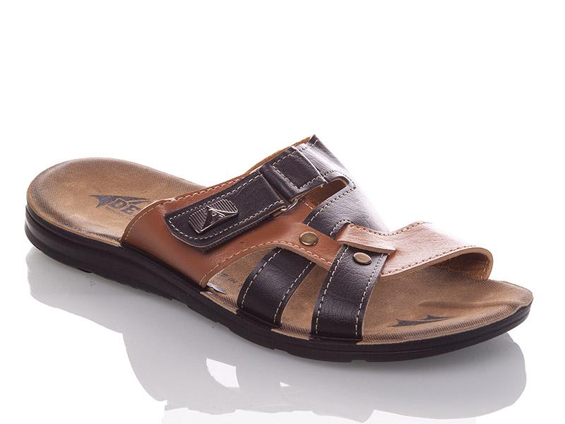 Шлепанцы DeMur (40-45) MK26-2-6844S black-camel (лето)