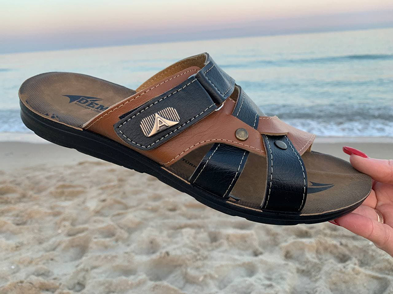 Шлепанцы DeMur (40-45) MK26-2-6844TS black-camel (лето)