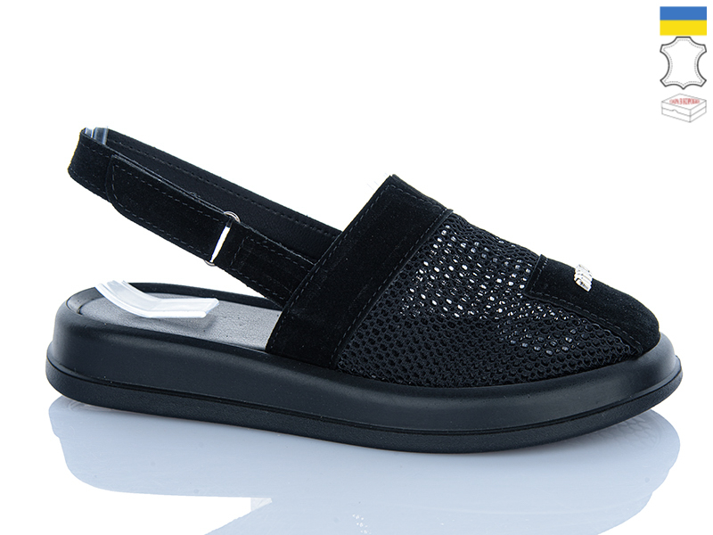 Босоножки Sali (36-40) 706 чорний замш ч п (лето)