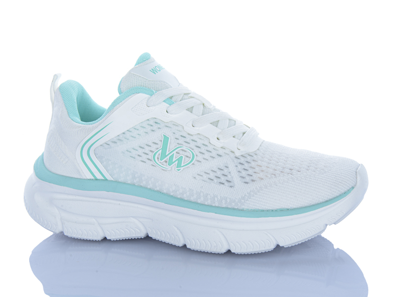 Кроссовки Violeta (36-41) 24-159 white-green (лето)