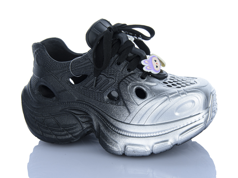 Кроссовки Violeta (36-41) 8-505 black-silver (лето)