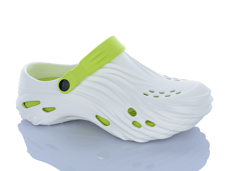 Кроксы Violeta (40-45) A101 white-green (лето)