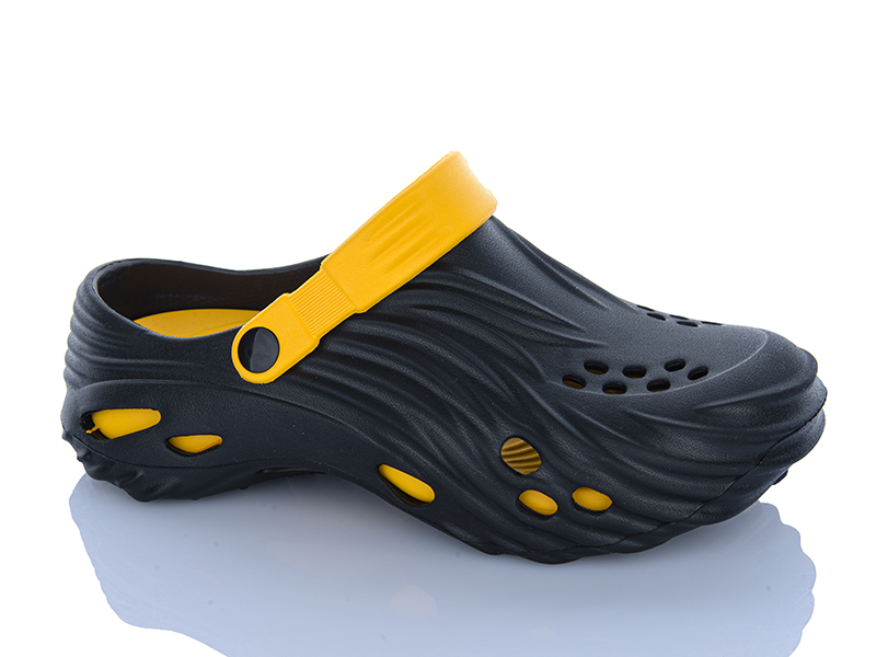 Кроксы Violeta (40-45) A701 black-yellow (лето)