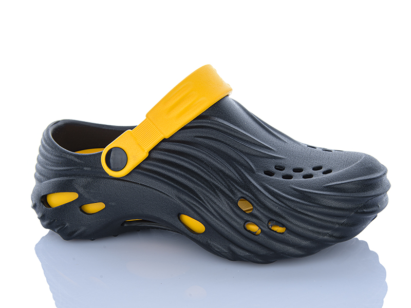 Кроксы Violeta (36-41) B101 black-yellow (лето)