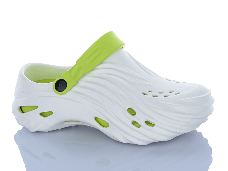 Кроксы Violeta (36-41) B101 white-green (лето)
