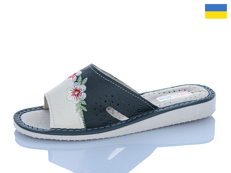 Тапочки Inblu (36-41) Шкіра жін.біл-сірий (лето)