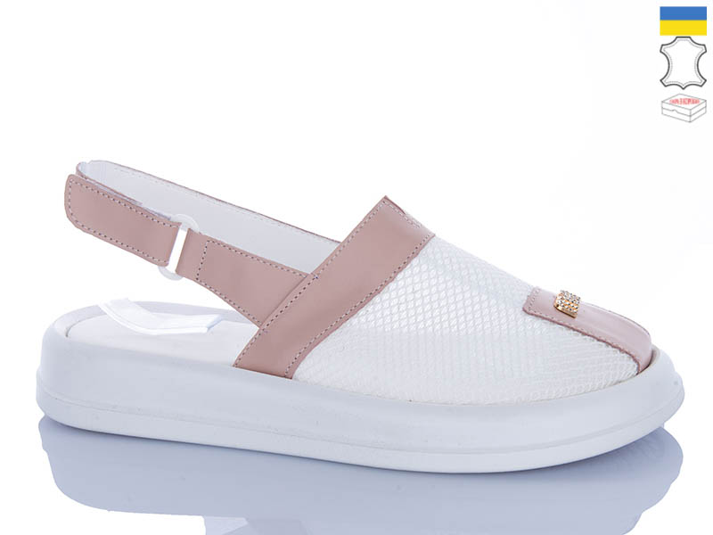 Босоножки Sali (36-40) 706 пудра к біл-п. (лето)