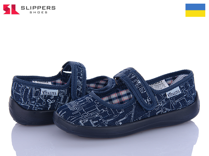 Тапочки Slipers (28-31.5) Школа без вишивки синій (деми)
